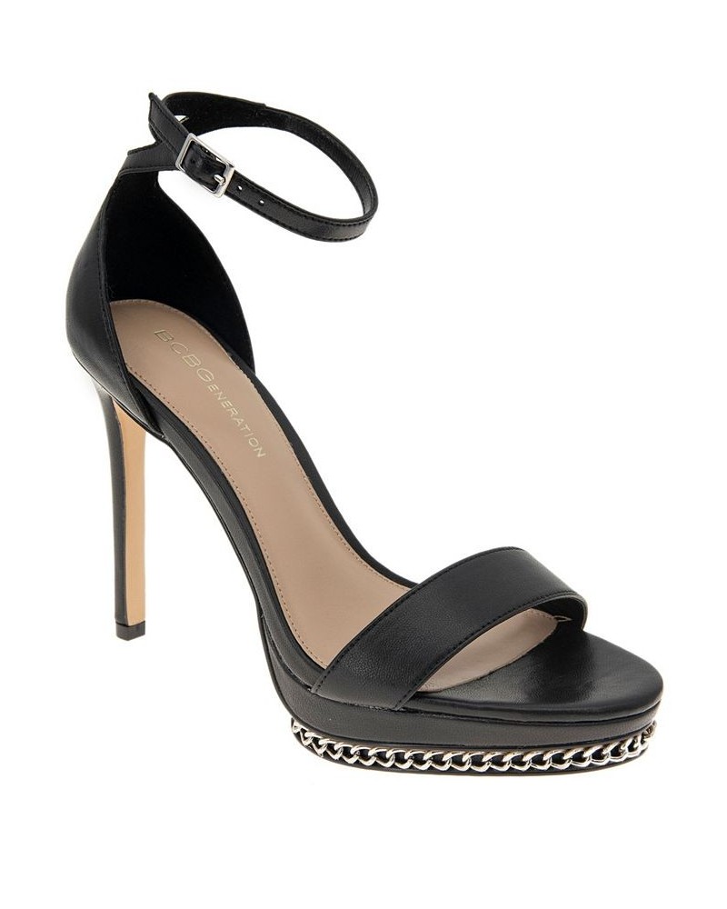 Women's Noelli Chain Detailed Platform Sandal Black $48.79 Shoes