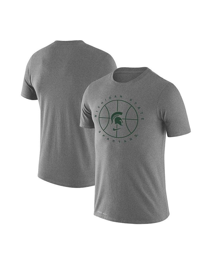 Men's Heathered Gray Michigan State Spartans Basketball Icon Legend Performance T-shirt $29.49 T-Shirts