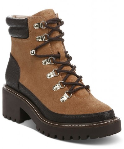 Maddyson Lace-Up Log-Sole Memory Foam Booties Brown $25.17 Shoes