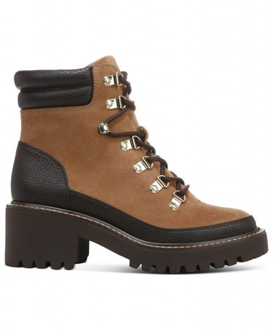 Maddyson Lace-Up Log-Sole Memory Foam Booties Brown $25.17 Shoes