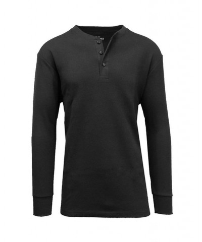 Men's Long Sleeve Thermal Henley Tee PD01 $15.75 T-Shirts