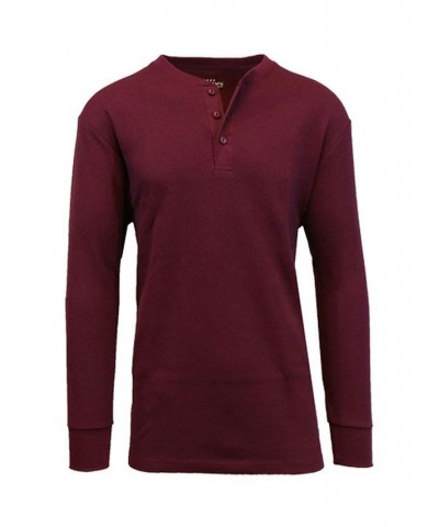 Men's Long Sleeve Thermal Henley Tee PD01 $15.75 T-Shirts