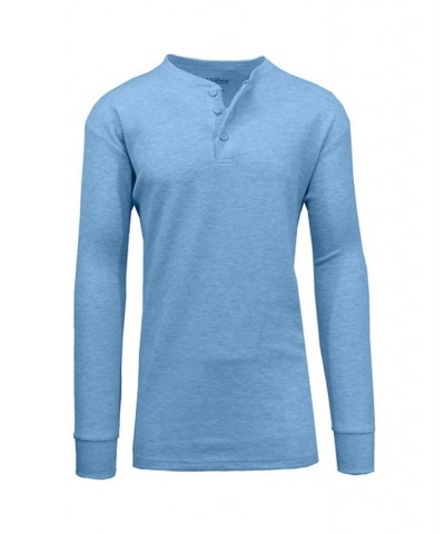 Men's Long Sleeve Thermal Henley Tee PD01 $15.75 T-Shirts