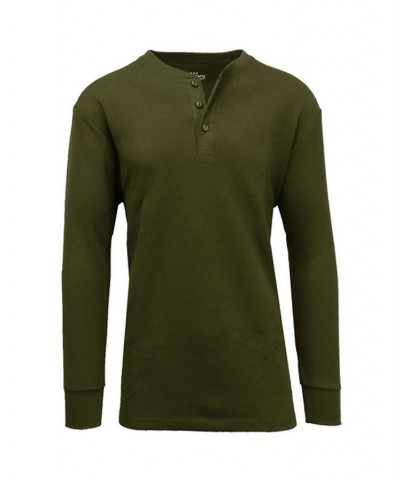 Men's Long Sleeve Thermal Henley Tee PD01 $15.75 T-Shirts