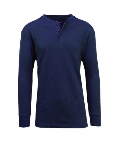 Men's Long Sleeve Thermal Henley Tee PD01 $15.75 T-Shirts