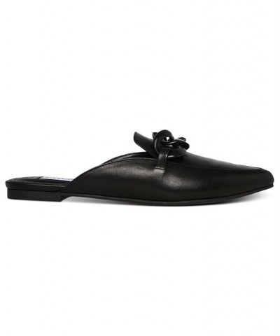 Women's Fleur Tailored Chain Mule Loafer Flats Black $44.55 Shoes