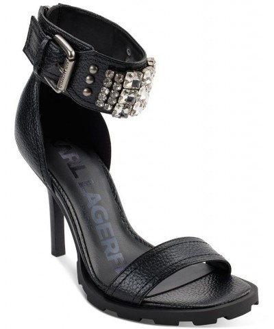 Women's Malinda Embellished Ankle-Strap Stiletto Sandals Black $50.66 Shoes