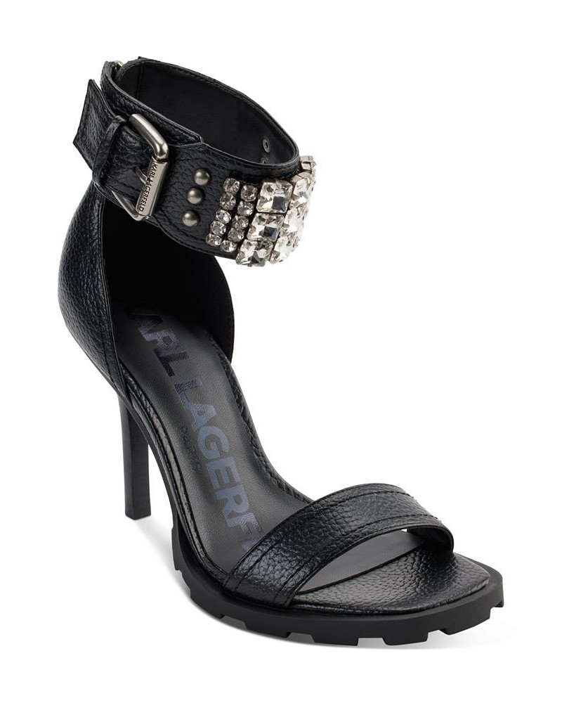 Women's Malinda Embellished Ankle-Strap Stiletto Sandals Black $50.66 Shoes