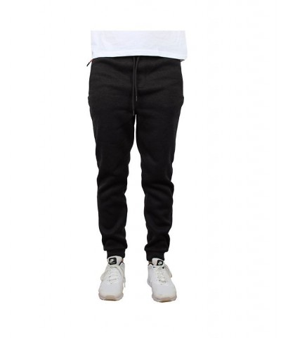 Men's Slim-Fit Marled Fleece Joggers with Zipper Side Pockets PD01 $16.66 Pants