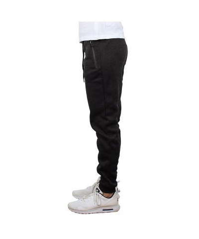 Men's Slim-Fit Marled Fleece Joggers with Zipper Side Pockets PD01 $16.66 Pants