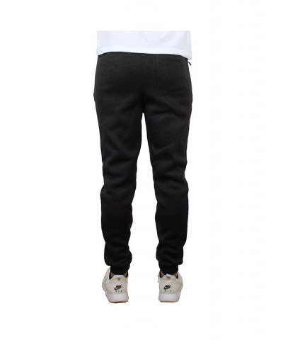 Men's Slim-Fit Marled Fleece Joggers with Zipper Side Pockets PD01 $16.66 Pants