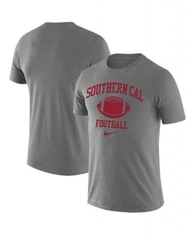 Men's Heathered Gray USC Trojans Retro Football Lockup Legend Performance T-shirt $21.50 T-Shirts