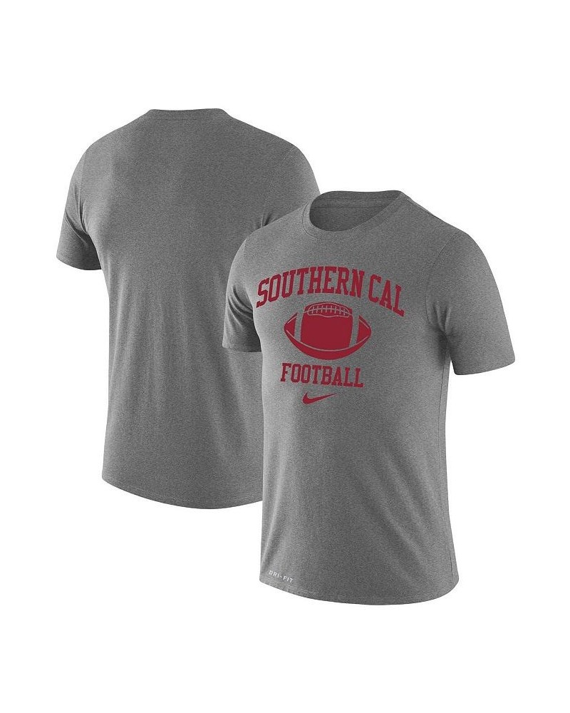 Men's Heathered Gray USC Trojans Retro Football Lockup Legend Performance T-shirt $21.50 T-Shirts