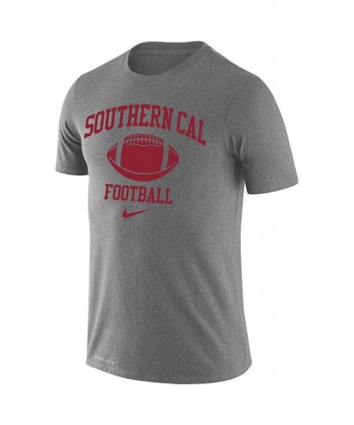 Men's Heathered Gray USC Trojans Retro Football Lockup Legend Performance T-shirt $21.50 T-Shirts