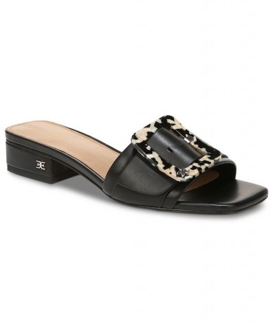 Deacon Block-Heel Buckled Slide Sandals Black $57.40 Shoes