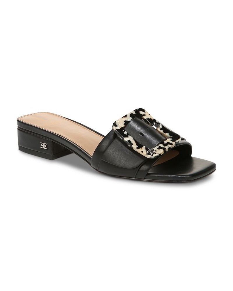 Deacon Block-Heel Buckled Slide Sandals Black $57.40 Shoes