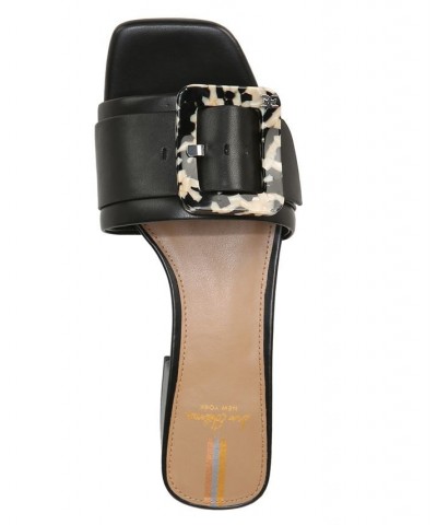 Deacon Block-Heel Buckled Slide Sandals Black $57.40 Shoes