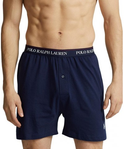 Men's Classic-Fit Cotton Knit Boxers, 5-Pack Blue $32.78 Underwear