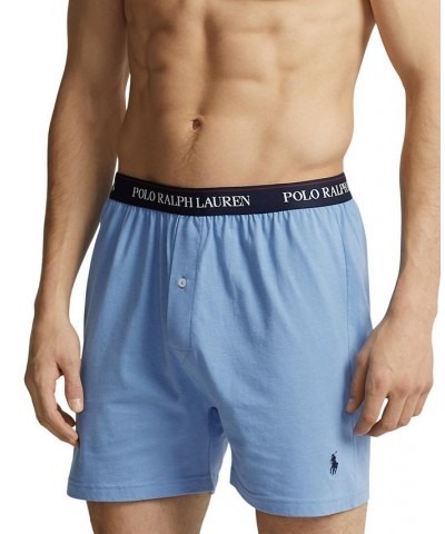 Men's Classic-Fit Cotton Knit Boxers, 5-Pack Blue $32.78 Underwear