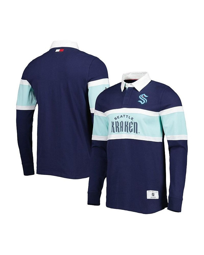 Men's Deep Sea Blue Seattle Kraken Martin Rugby Long Sleeve T-shirt $39.36 T-Shirts