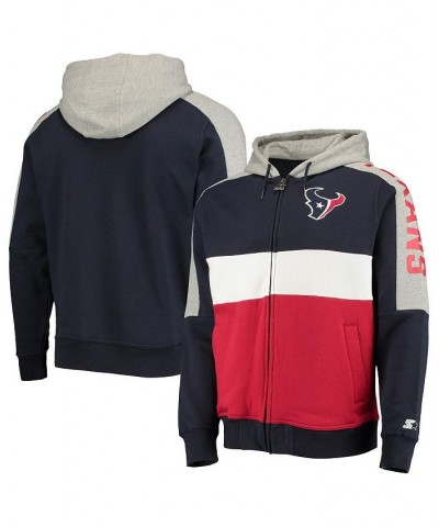 Men's Navy, Red Houston Texans Playoffs Color Block Full-Zip Hoodie $39.60 Sweatshirt