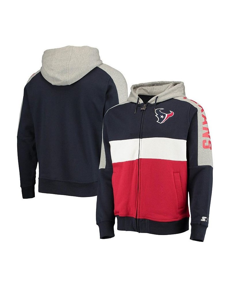 Men's Navy, Red Houston Texans Playoffs Color Block Full-Zip Hoodie $39.60 Sweatshirt