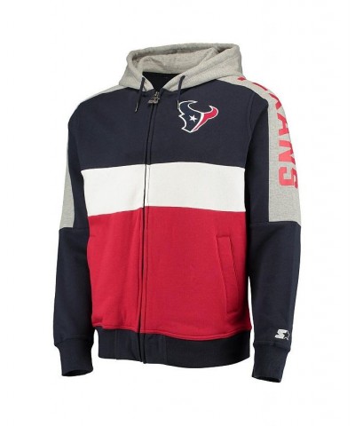 Men's Navy, Red Houston Texans Playoffs Color Block Full-Zip Hoodie $39.60 Sweatshirt