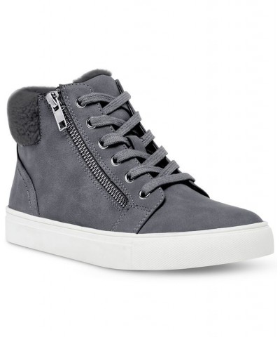 Anjel Faux-Fur Lace-Up Sneakers Gray $28.78 Shoes