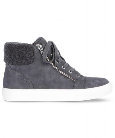 Anjel Faux-Fur Lace-Up Sneakers Gray $28.78 Shoes