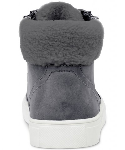 Anjel Faux-Fur Lace-Up Sneakers Gray $28.78 Shoes