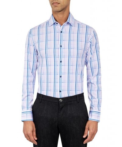 Men's Slim-Fit Check Performance Dress Shirt Purple $24.61 Dress Shirts