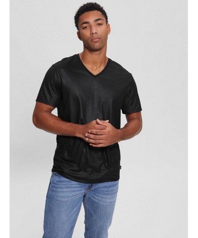 Men's Mason Yoke V-Neck T-shirt Black $24.01 T-Shirts