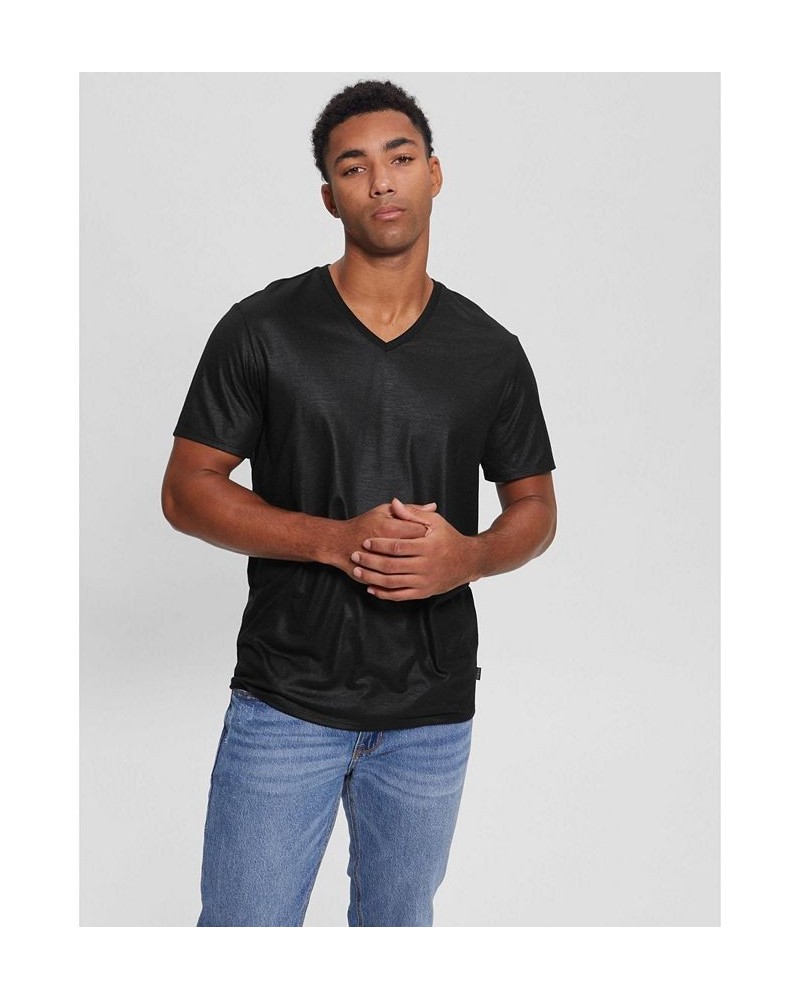 Men's Mason Yoke V-Neck T-shirt Black $24.01 T-Shirts