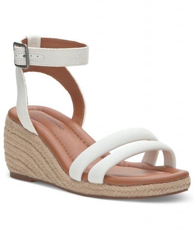 Women's Nasli Espadrille Platform Wedge Sandals White $41.83 Shoes