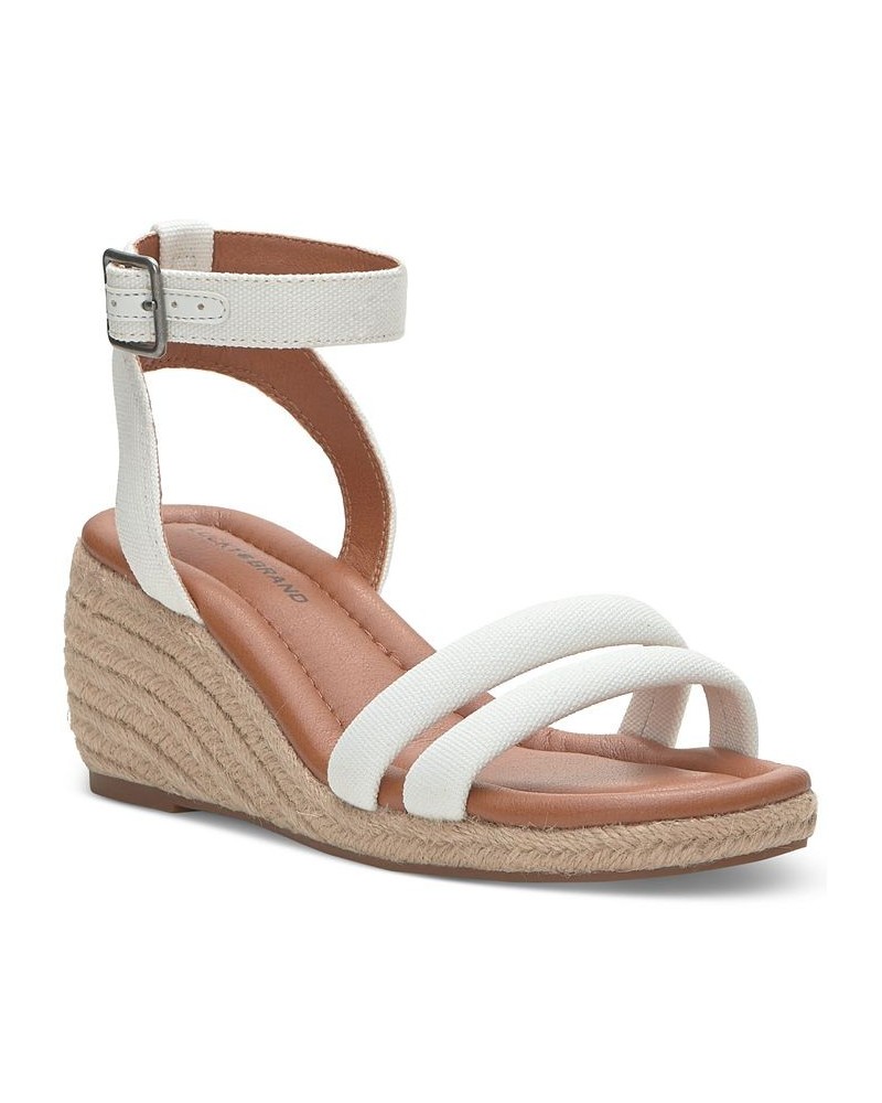 Women's Nasli Espadrille Platform Wedge Sandals White $41.83 Shoes