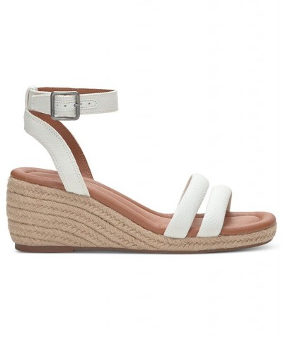 Women's Nasli Espadrille Platform Wedge Sandals White $41.83 Shoes