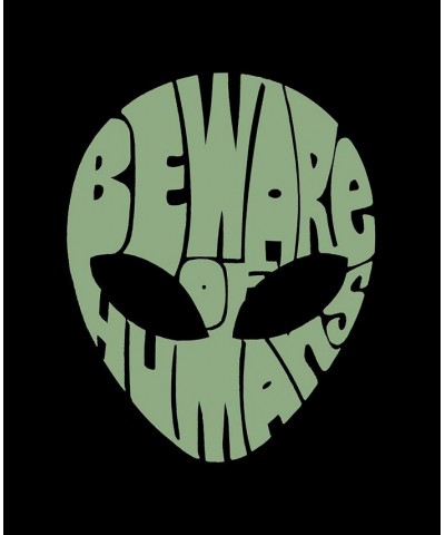 Men's Premium Blend Word Art Beware Of Humans T-shirt Black $22.94 T-Shirts