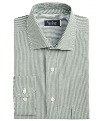 Men's Regular Fit Cotton Stripe Dress Shirt Green $12.67 Dress Shirts