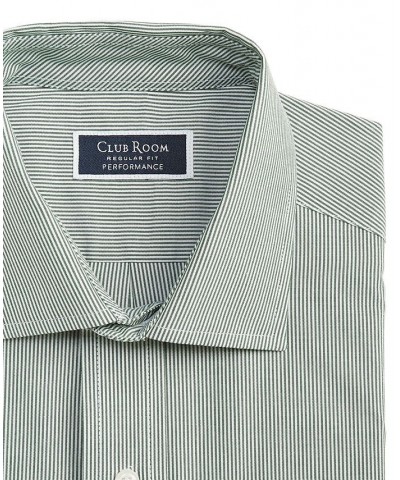 Men's Regular Fit Cotton Stripe Dress Shirt Green $12.67 Dress Shirts