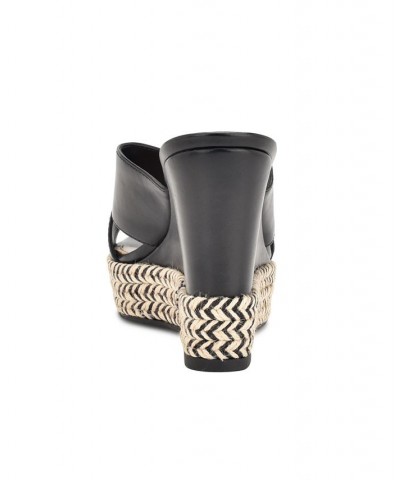 Women's Hues Almond Toe Slip-on Wedge Sandals Black $39.90 Shoes