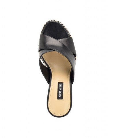 Women's Hues Almond Toe Slip-on Wedge Sandals Black $39.90 Shoes