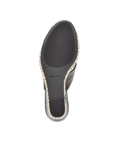 Women's Hues Almond Toe Slip-on Wedge Sandals Black $39.90 Shoes