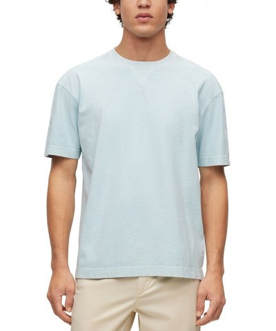 BOSS Men's Cotton-Jersey Oversized-Fit T-shirt with Embroidered Logo Blue $39.78 T-Shirts