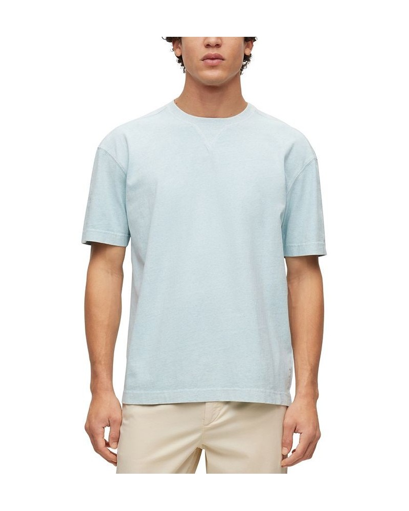 BOSS Men's Cotton-Jersey Oversized-Fit T-shirt with Embroidered Logo Blue $39.78 T-Shirts