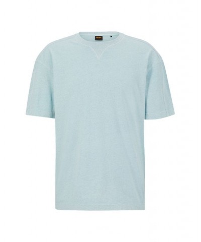 BOSS Men's Cotton-Jersey Oversized-Fit T-shirt with Embroidered Logo Blue $39.78 T-Shirts