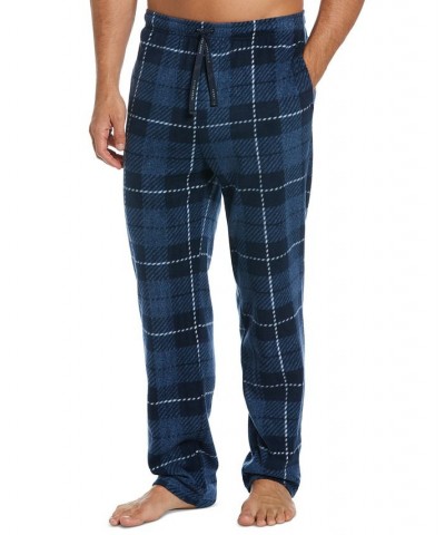 Men's Windowpane Plaid Textured Fleece Pajama Pants Moroccan Blue $12.10 Pajama