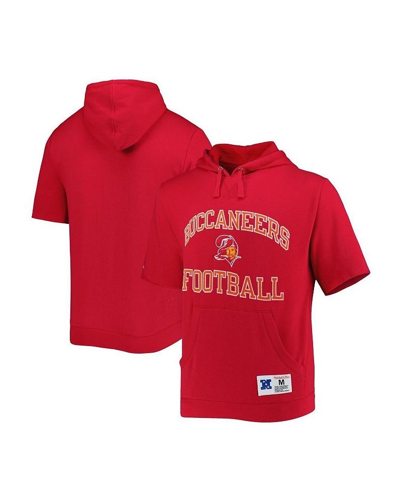 Men's Scarlet Tampa Bay Buccaneers Washed Short Sleeve Pullover Hoodie $52.24 Sweatshirt