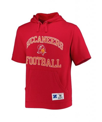 Men's Scarlet Tampa Bay Buccaneers Washed Short Sleeve Pullover Hoodie $52.24 Sweatshirt