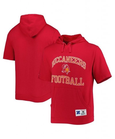 Men's Scarlet Tampa Bay Buccaneers Washed Short Sleeve Pullover Hoodie $52.24 Sweatshirt