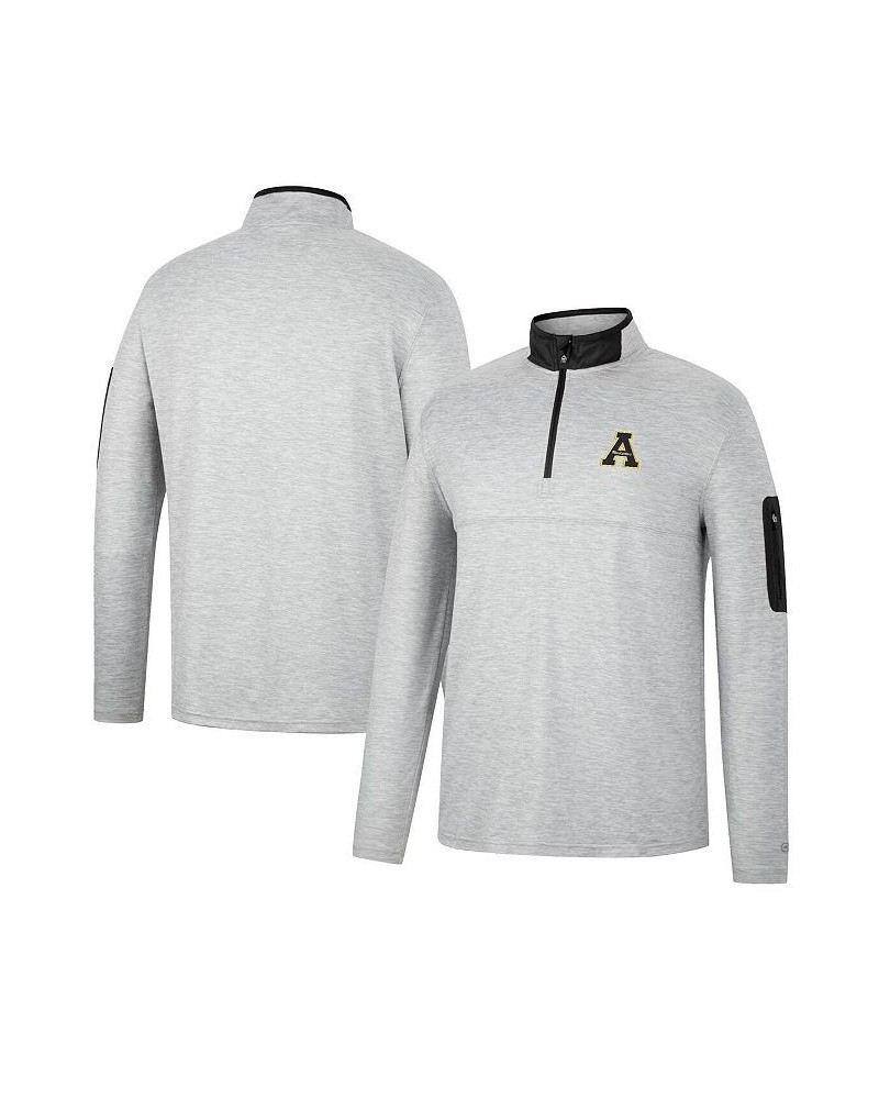 Men's Heathered Gray, Black Appalachian State Mountaineers Country Club Windshirt Quarter-Zip Jacket $34.19 Sweatshirt